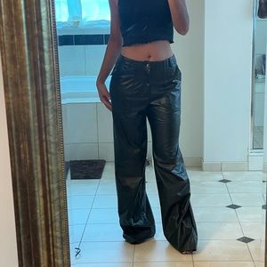 Pretty Little Thing Faux Leather Wide Leg Pants